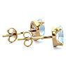 Aquamarine Earrings: Aquamarine Jewelry: 1 Carat Oval Shape Aquamarine Stud Earrings In 14K Yellow Gold Over Sterling Silver Image-3