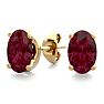 Garnet Earrings: Garnet Jewelry: 1 Carat Oval Shape Garnet Stud Earrings In 14K Yellow Gold Over Sterling Silver Image-1