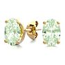 1 Carat Oval Shape Green Amethyst Stud Earrings In 14K Yellow Gold Over Sterling Silver Image-1