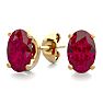 1 Carat Oval Shape Ruby Stud Earrings In 14K Yellow Gold Over Sterling Silver Image-1