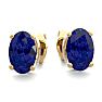 1 Carat Oval Shape Sapphire Stud Earrings In Yellow Gold Over Sterling Silver. Sapphire Is The #1 Most Popular Gemstone! Image-2