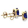 1 Carat Oval Shape Sapphire Stud Earrings In Yellow Gold Over Sterling Silver. Sapphire Is The #1 Most Popular Gemstone! Image-3