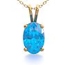 1/2 Carat Oval Shape Blue Topaz Necklace In 14K Yellow Gold Over Sterling Silver, 18 Inches Image-1