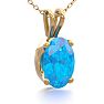 1/2 Carat Oval Shape Blue Topaz Necklace In 14K Yellow Gold Over Sterling Silver, 18 Inches Image-2