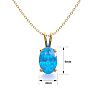 1/2 Carat Oval Shape Blue Topaz Necklace In 14K Yellow Gold Over Sterling Silver, 18 Inches Image-4