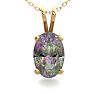 1/2 Carat Oval Shape Mystic Topaz Necklace In 14 Karat Yellow Gold Over Sterling Silver, 18 Inches Image-1