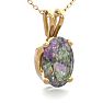 1/2 Carat Oval Shape Mystic Topaz Necklace In 14 Karat Yellow Gold Over Sterling Silver, 18 Inches Image-2