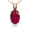 1/2 Carat Oval Shape Ruby Necklace In 14K Yellow Gold Over Sterling Silver, 18 Inches Image-1