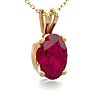 1/2 Carat Oval Shape Ruby Necklace In 14K Yellow Gold Over Sterling Silver, 18 Inches Image-2