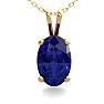 1/2 Carat Oval Shape Sapphire Necklace In 14K Yellow Gold Over Sterling Silver, 18 Inches Image-1