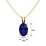 1/2 Carat Oval Shape Sapphire Necklace In 14K Yellow Gold Over Sterling Silver, 18 Inches Image-4