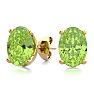 1 3/4 Carat Oval Shape Peridot Stud Earrings In 14K Yellow Gold Over Sterling Silver Image-1