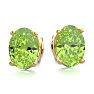 1 3/4 Carat Oval Shape Peridot Stud Earrings In 14K Yellow Gold Over Sterling Silver Image-2