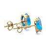 2 Carat Oval Shape Blue Topaz Stud Earrings In 14K Yellow Gold Over Sterling Silver Image-3