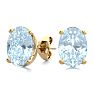Aquamarine Earrings: Aquamarine Jewelry: 1 1/2 Carat Oval Shape Aquamarine Stud Earrings In 14K Yellow Gold Over Sterling Silver Image-1