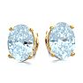 Aquamarine Earrings: Aquamarine Jewelry: 1 1/2 Carat Oval Shape Aquamarine Stud Earrings In 14K Yellow Gold Over Sterling Silver Image-2