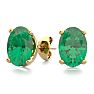 1 1/2 Carat Oval Shape Emerald Stud Earrings In 14K Yellow Gold Over Sterling Silver Image-1