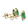 1 1/2 Carat Oval Shape Emerald Stud Earrings In 14K Yellow Gold Over Sterling Silver Image-3