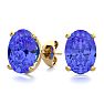 2 Carat Oval Shape Tanzanite Stud Earrings In 14K Yellow Gold Over Sterling Silver Image-1