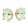 1 1/2 Carat Oval Shape Green Amethyst Stud Earrings In 14K Yellow Gold Over Sterling Silver Image-2
