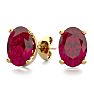 2 Carat Oval Shape Ruby Stud Earrings In 14K Yellow Gold Over Sterling Silver Image-1