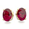 2 Carat Oval Shape Ruby Stud Earrings In 14K Yellow Gold Over Sterling Silver Image-2