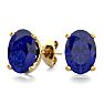 2 Carat Oval Shape Sapphire Stud Earrings In Yellow Gold OverSterling Silver. Beautiful Blue Sapphires! Image-1