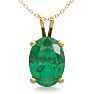 3/4 Carat Oval Shape Emerald Necklaces In 14 Karat Yellow Gold Over Sterling Silver, 18 Inch Chain Image-1