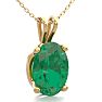3/4 Carat Oval Shape Emerald Necklaces In 14 Karat Yellow Gold Over Sterling Silver, 18 Inch Chain Image-2