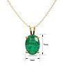 3/4 Carat Oval Shape Emerald Necklaces In 14 Karat Yellow Gold Over Sterling Silver, 18 Inch Chain Image-4
