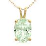 3/4 Carat Oval Shape Green Amethyst Necklace In 14K Yellow Gold Over Sterling Silver, 18 Inches Image-1
