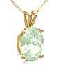 3/4 Carat Oval Shape Green Amethyst Necklace In 14K Yellow Gold Over Sterling Silver, 18 Inches Image-2