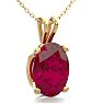 1 Carat Oval Shape Ruby Necklace In 14K Yellow Gold Over Sterling Silver, 18 Inches Image-2