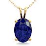 1 Carat Oval Shape Sapphire Necklace In 14K Yellow Gold Over Sterling Silver, 18 Inches Image-1