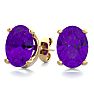 2 Carat Oval Shape Amethyst Stud Earrings In 14K Yellow Gold Over Sterling Silver Image-1