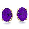 2 Carat Oval Shape Amethyst Stud Earrings In 14K Yellow Gold Over Sterling Silver Image-2