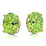 2 3/4 Carat Oval Shape Peridot Stud Earrings In 14K Yellow Gold Over Sterling Silver Image-2