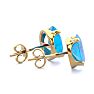 3 Carat Oval Shape Blue Topaz Stud Earrings In 14K Yellow Gold Over Sterling Silver Image-3
