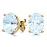 Aquamarine Earrings: Aquamarine Jewelry: 2 1/3 Carat Oval Shape Aquamarine Stud Earrings In 14K Yellow Gold Over Sterling Silver Image-1