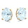 Aquamarine Earrings: Aquamarine Jewelry: 2 1/3 Carat Oval Shape Aquamarine Stud Earrings In 14K Yellow Gold Over Sterling Silver Image-2
