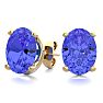 2 1/2 Carat Oval Shape Tanzanite Stud Earrings In 14K Yellow Gold Over Sterling Silver Image-1