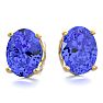 2 1/2 Carat Oval Shape Tanzanite Stud Earrings In 14K Yellow Gold Over Sterling Silver Image-2