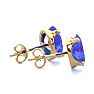 2 1/2 Carat Oval Shape Tanzanite Stud Earrings In 14K Yellow Gold Over Sterling Silver Image-3