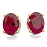 3 Carat Oval Shape Ruby Stud Earrings In 14K Yellow Gold Over Sterling Silver Image-2