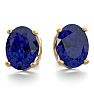 3 Carat Oval Shape Sapphire Stud Earrings In 14K Yellow Gold Over Sterling Silver Image-2