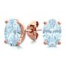 Aquamarine Earrings: Aquamarine Jewelry: 1 Carat Oval Shape Aquamarine Stud Earrings In 14K Rose Gold Over Sterling Silver Image-1