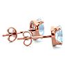 Aquamarine Earrings: Aquamarine Jewelry: 1 Carat Oval Shape Aquamarine Stud Earrings In 14K Rose Gold Over Sterling Silver Image-3