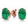 1 Carat Oval Shape Emerald Stud Earrings In 14K Rose Gold Over Sterling Silver Image-1