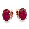 1 Carat Oval Shape Ruby Stud Earrings In 14K Rose Gold Over Sterling Silver Image-2
