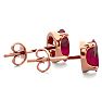 1 Carat Oval Shape Ruby Stud Earrings In 14K Rose Gold Over Sterling Silver Image-3